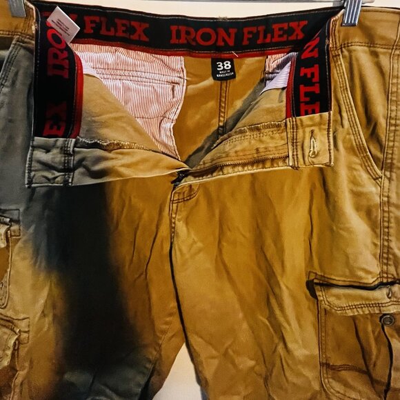 Iron Flex Ripstop Cargo Shorts Khaki Size 38 Utility Outdoor Workwear - Picture 3 of 6